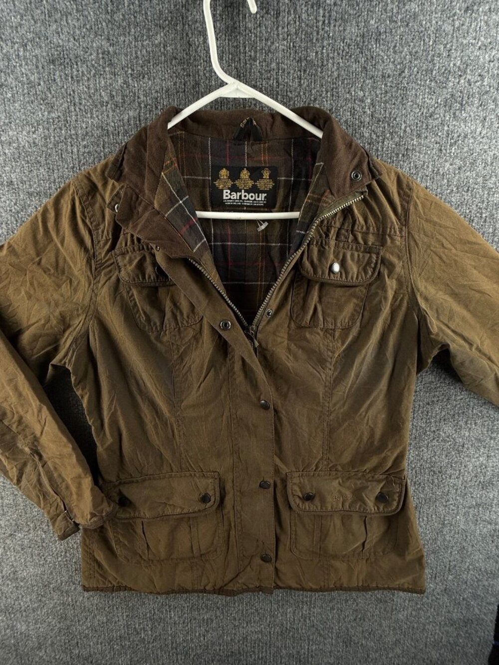 Barbour L1091 Ladies Utility Waxed Jacket Size UK 14 Cotton Canvas England Women